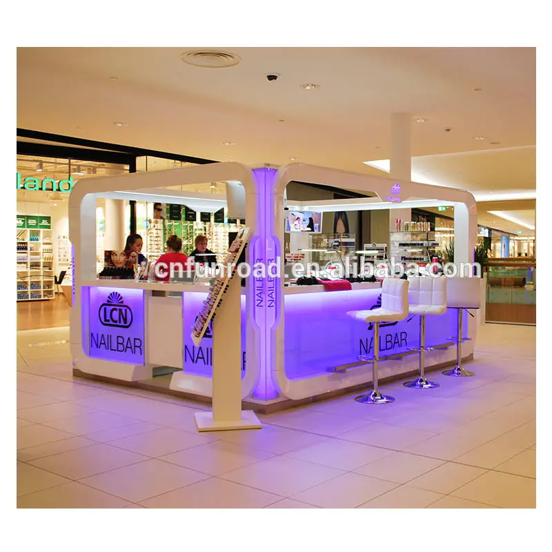 Kiosque à ongles de centre commercial de qualité supérieure, barre à ongles de Table de manucure au détail à vendre meubles de Salon en bois bande lumineuse LED moderne en bois Original