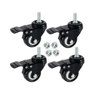 Amazon supplier offer 4 Pack 1.5 Inch Non-Marking Polyurethane Thread Stem Swivel Caster Wheels for Trolley Furniture