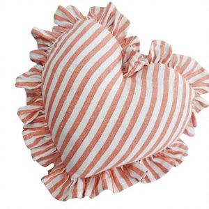 Heart-Design Bohemian Cotton Geometric Flange Square Pillow Covers Woven Decorative Ruffled <b>Throw</b> Pillow Removable Washable ITHL - Product Image 1