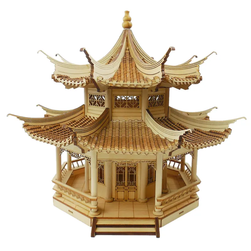 Factory Outlet Chinese Ancient Building Model Diy Handmade Pavilion Landscape Architecture 3D Puzzle Jigsaw