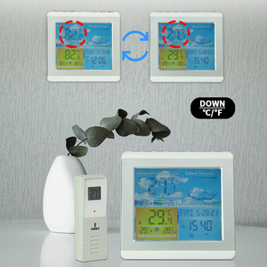 EMAF Maison Sans Fil Numérique Prévisions Météo Bureau Réveil Thermomètre Hygromètre Capteur Extérieur <span class=keywords><strong>Station</strong></span> Météo Horloge - Product Image 5