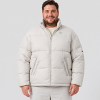 Chaqueta Acolchada de Plumón para Hombre, Cuello Alto, Cierre Completo, Bolsillos con Cordones, Cálida para Invierno, Tallas Grandes y Extra Grandes, 6XL 7XL
