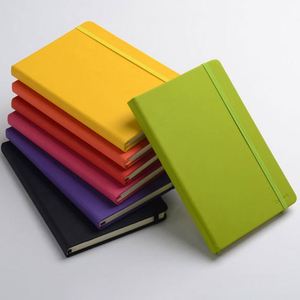 Agenda quotidien personnalisé A5, agenda journal journal intime en cuir Pu avec couverture ligne et grille à pois avec bande élastique/ - Product Image 1