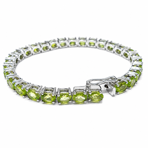 Pulsera de tenis de plata de ley 925 con peridoto y baño de rodio para mujer - Product Image 4