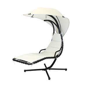 Porch Helicopter Canopy Lounger <b>Swing</b> Chaise Chair Cushions Iron Frame & Polyester Fabric Modern Design - Product Image 2