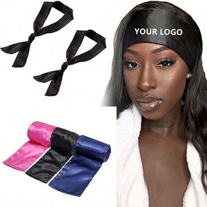 Bandeau en satin doux personnalisé avec logo, largeur 2,4 pouces, pour le sport, le tennis, ou comme cadeau - Product Image 1