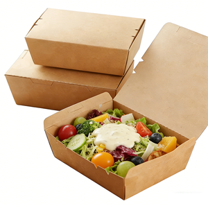 Cajas de Papel Kraft Marrón Desechables, Plegables y Personalizables al por Mayor para Envasado de Ensaladas, Comida Rápida y Servicios de Catering - Product Image 1