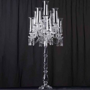 116cm Height Glass Hurricane 9 Arms Crystal Wedding <strong>Centrepiece</strong> Candelabra MH-Z0280 - Product Image 2