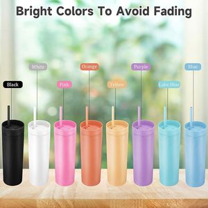 Reusable Matte Acrylic Double Wall 16oz <b>Plastic</b> Tumblers with Lids and Straw Eco-Friendly Modern Design Custom Logo & Brand - Product Image 4