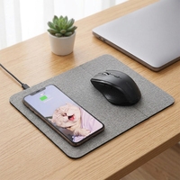 Tapis de Souris Pliable Créatif à Chargement Sans Fil, Tapis de Bureau 3 Volets en Cuir Effet Bois avec Service d'Impression Personnalisée