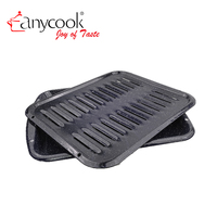 Plaque de cuisson en émail de porcelaine de 13 pouces avec grille, lot de 2 plaques de cuisson en acier au carbone pour la cuisson et la rôtissure