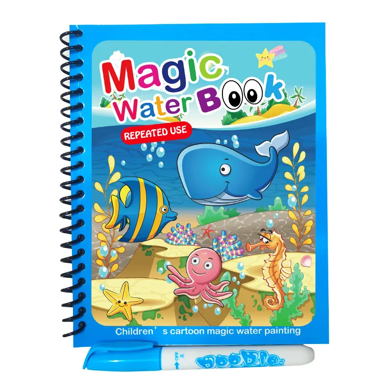 1 كتاب سحري رسم بالماء ، كتاب تلوين قابل لإعادة الاستخدام ، ألعاب تعليم مبكر حسية مائية سحرية