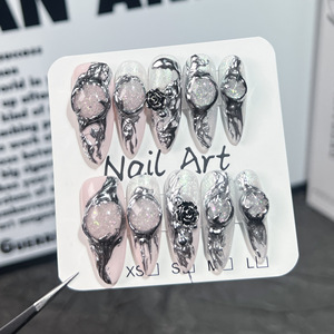 Ngọt Ngào Mát Mẻ Gia Vị Cô Gái Châu Âu Mỹ Làm Móng Tay Thiết Lập Tay Mặc Armor Kim Loại Hai Màu Gradient Không Thường Xuyên 10Pcs Abs Ngón Tay - Product Image 6