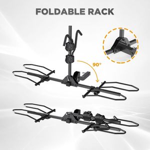 Porte-vélos d'attelage de remorquage 2 vélos de qualité supérieure pour vélos électriques Capacité de 160 lb réglable pour les vélos électriques à gros pneus Conception sans oscillation - Product Image 1