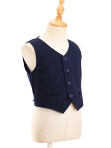 Enfants garçons messieurs couleur unie col en V boutonné dos sangle pointu <span class=keywords><strong>gilet</strong></span> fête scène Performance <span class=keywords><strong>gilet</strong></span> - Product Image 4