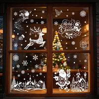 Autocollants de Noël pour fenêtre, 6 pièces, petits autocollants en PVC pour vitrine, décoration de Noël réutilisable pour la maison, rennes, flocons de neige
