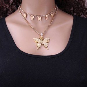 Collar con Colgante de Mariposa, Cadena Dorada con Múltiples Capas de Diamantes de Imitación, Joyería de Moda para Mujer, Accesorio para Fiesta - Product Image 3