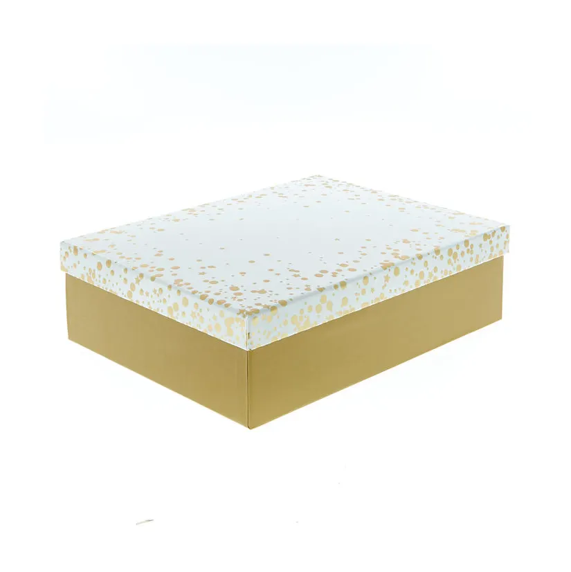 Toptan özel baskılı el yapımı lüks sert kağıt karton beyaz ve altın noktalar ve yıldız hediye kutuları