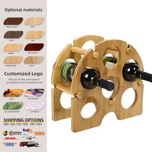 Estante para Vino de Bambú para 6 Botellas, Exhibidor de Vino Independiente para Mostrador, Cocina, Bar, Comedor, Restaurante, Despensa - Product Image 1