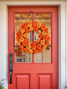 Ghirlanda Artigianale in Tessuto Imitazione Autunnale con <span class=keywords><strong>Fiori</strong></span> di Rosa, Stile Moderno, Decorazione per il Ringraziamento da Appendere - Product Image 6