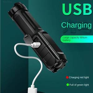 Powerful LED <b>Flashlight</b> Telescopic Zoom Tactical <b>Torch</b> USB Charging Portable Spotlight Remote Camping Outdoor IP65 Rated - Product Image 3
