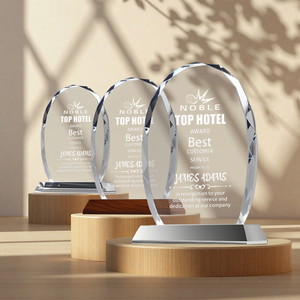 Xuất sắc thiết kế mới tinh thể kim cương mặt Cạnh Tùy chỉnh khắc Đường Chân Trời hình bầu dục giải thưởng pha lê - Product Image 3