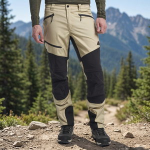 Pantalon cargo en laine pour homme, coupe droite, taille mi-haute, respirant, avec cordon de serrage, idéal pour l'été, service OEM, tricoté - Product Image 4
