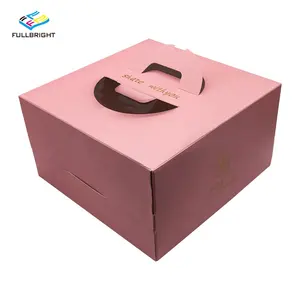 Toplu ucuz hediye kek kutusu paketleri tedarikçisi karton kağıt baskı ambalaj doğum günü düğün kuşe kağıt kek kutusu 10 inç kabul