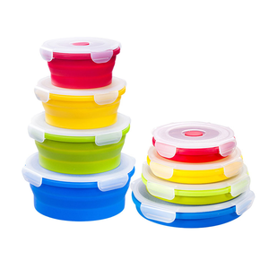 Boîte à lunch rectangulaire pliable en silicone de style américain, de haute qualité, bon marché, résistante aux micro-ondes, étanche, 4 pièces - Product Image 5