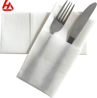 Haute qualité plié blanc Airlaid couverts papier lin sensation dîner serviette accepter Logo personnalisé 1 pli