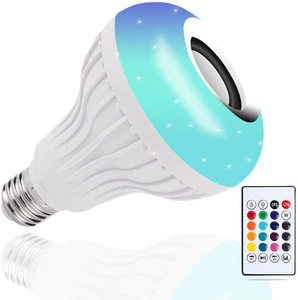 หลอดไฟอัจฉริยะ RGB LED E27 เปลี่ยนสีได้ ควบคุมด้วยรีโมท พร้อมไฟดนตรี รุ่น A19 ตัวหลอดพลาสติก ใช้ไฟ AC แสงสีขาวกลางวัน 5000K อายุการใช้งาน 25000 ชั่วโมง - Product Image 1