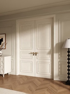 Puerta corredera interior de doble hoja de MDF de madera maciza de lujo moderna Estilo de diseño francés <span class=keywords><strong>pintado</strong></span> en <span class=keywords><strong>blanco</strong></span> para apartamentos Hoteles Villas - Product Image 4