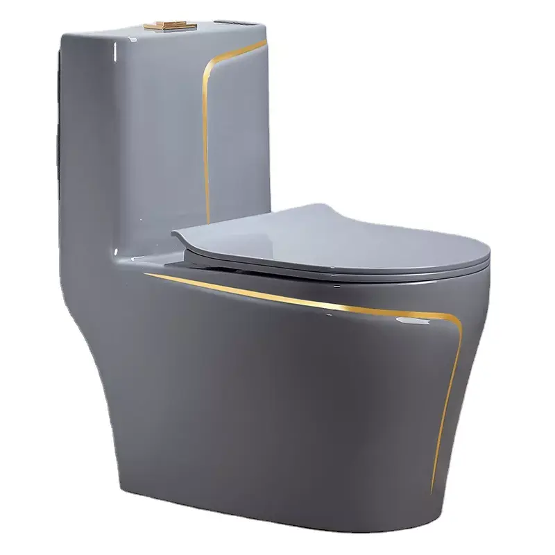 Wc de banheiro cerâmico, design de moda cinza cerâmica uma peça banheiro poderoso nivelado cor do wc