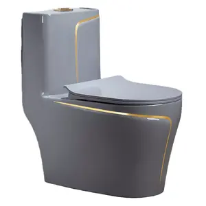 تصميم الأزياء السيراميك رمادي كرسي الحمام المتصل قوية فلوش الطابق الخيالة wc اللون المرحاض