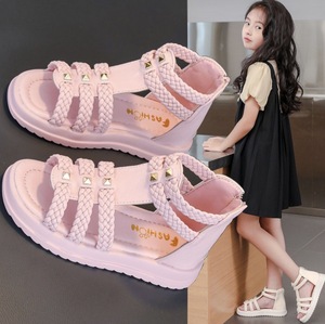 Sandalias de Niña, Estilo Veraniego, Punta Abierta, Zapatos de Princesa con Suela Suave, Zapatos Romanos de Caña Alta para Niñas de 10 Años - Product Image 4