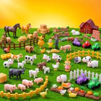 Figura en miniatura de resina 3D de oveja y cerdo, animal de granja, juguete para cápsulas expendedoras, premios para máquinas de garras, recompensa para juegos de arcade, manualidades DIY para bombas de baño