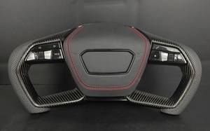 Volante de Fibra de Carbono Personalizado para Automóviles <span class=keywords><strong>F1</strong></span> con Base Plana, Botones de Control y Costuras de Material Personalizado para la Serie Audi - Product Image 1