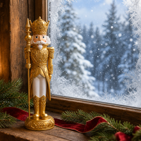 Weihnachts-Nussknacker Harz-Figur Gold-Weiß Soldaten-Statue Tischdekoration für Weihnachten Zuhause Kamin Feiertagsdekoration Geschenk