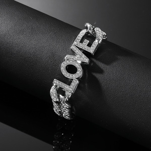 Hot Selling Cool Popular Simple Design Alloy Letter Chain <b>Bracelet</b> Hiphop Style Unisex <b>Bracelet</b> Trendy Jewelry Wholesale - Product Image 4