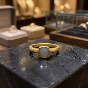 Classic Grey Hydro Gemstone Gold Plated Silver Square Shape <b>Ring</b> Pave Claw Settings Unisex Women Men Children Certified Party - Product Image 3