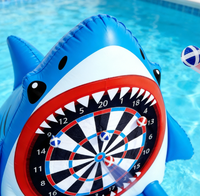 Cible de tir gonflable interactive écologique certifiée CE en forme de requin pour jeu de fléchettes aquatiques, jouets de fête en piscine extérieure