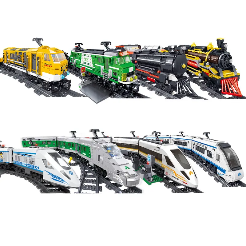 QL0307-0319 поезд электрический высокоскоростной поезд метро креативное украшение мини-строительный блок фигурка пластиковая игрушка подарок для детей мальчиков