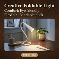 Lampe de table créative multifonctionnelle pour étudiants, portable, flexible, réglable, pliable, minimaliste, rechargeable, pour l'étude