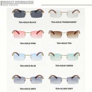 Gafas de Sol de Madera con Marco Pequeño, Estilo Vintage, a la Moda, con Logotipo Personalizado al por Mayor, Gafas de Sol Rectangulares sin Montura, Estilo Punk, para Hombre y Mujer - Product Image 4