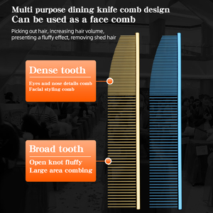 Pettine professionale per toelettatura animali, pettine dritto color oro, alta qualità per uso domestico, pettine per toelettatura animali con aghi in acciaio ad alta resilienza - Product Image 6