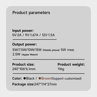 NEWQI Chargeur sans fil magnétique portable Étui en cuir PU Charge rapide pour port Type-C compatible pour téléphone portable Écouteurs