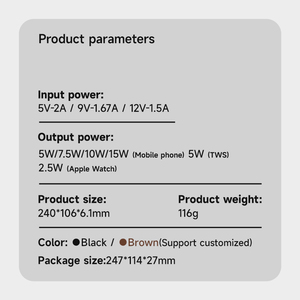 NEWQI Portable Magnetic <strong>Wireless</strong> Charger PU Leather <strong>Case</strong> Fast <strong>Charging</strong> for Compliant Type-C Port for Mobile Phone Earphones - Product Image 4