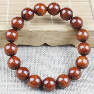 Blood Sandalwood <b>Bracelet</b> 12mm 17 Beads Gold Star Buddhist Beads Chinese Style Unisex Cultural Jewelry - Product Image 1