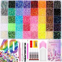 Boîte de 60/48/40/28/24 compartiments, bijoux pour ongles colorés, perles, strass, petits ornements en diamant pour nail art