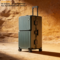 Valise de voyage en aluminium PC épaissi durable de 30 pouces, grande capacité, antivol, roulettes pivotantes, ouverture frontale